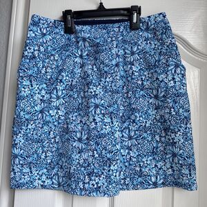Lilly Pulitzer Luxletic Skort Tennis Athletic Skirt Blue Floral Sz 0 Waist 28in